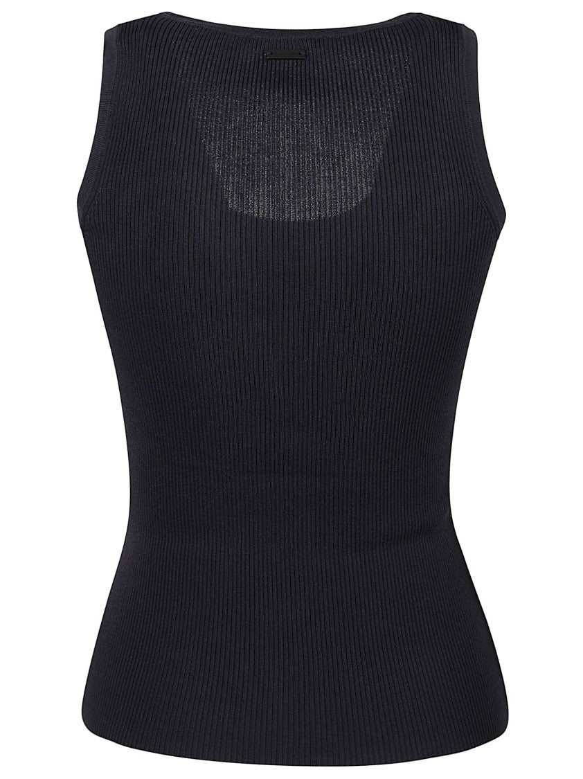 Max Mara Sleeveless Ribbed Knit Top With Scoop Neckline