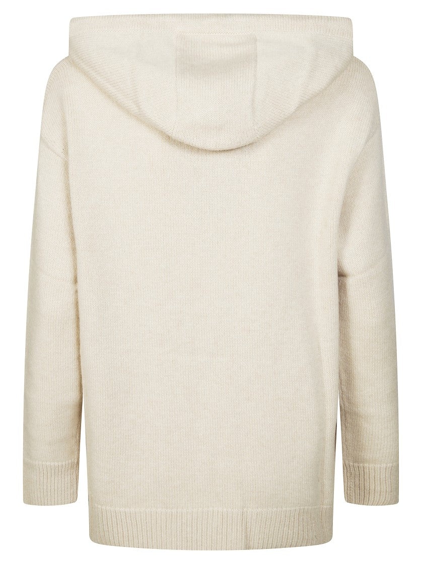 Max Mara Relaxed Fit Knitted Hoodie With Drawstring Hood And Front Pocket