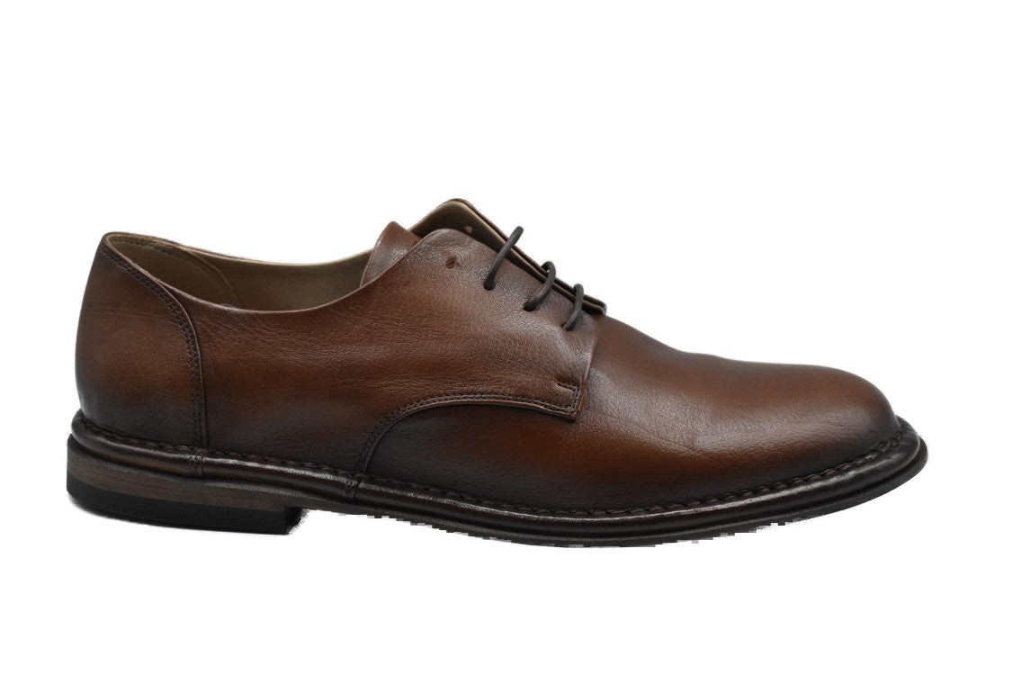 Pantanetti Brown Leather Lace-Up Low-Cut Shoes