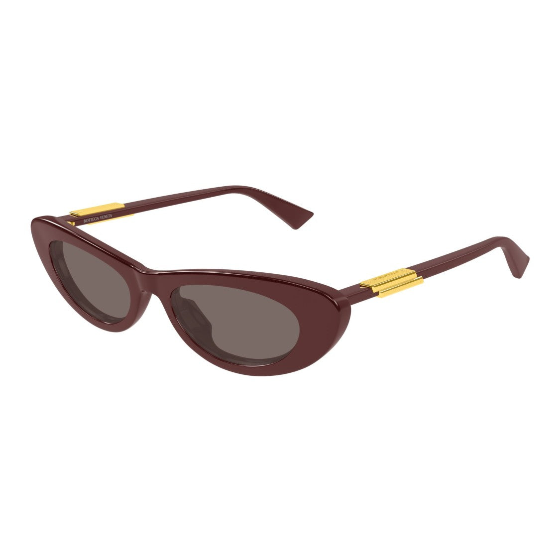 Bottega Veneta Bv1447s Glossy Dark Brown Cat-Eye Sunglasses