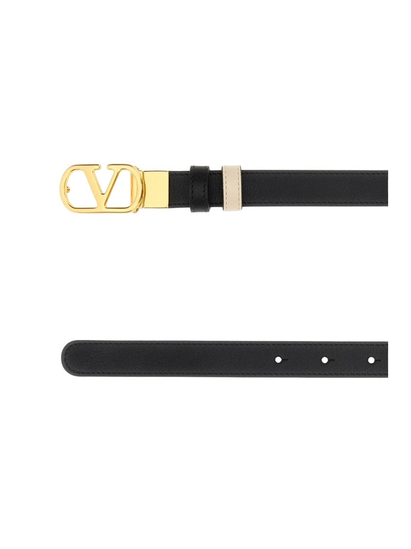 Valentino Narrow Gold V-Logo Belt