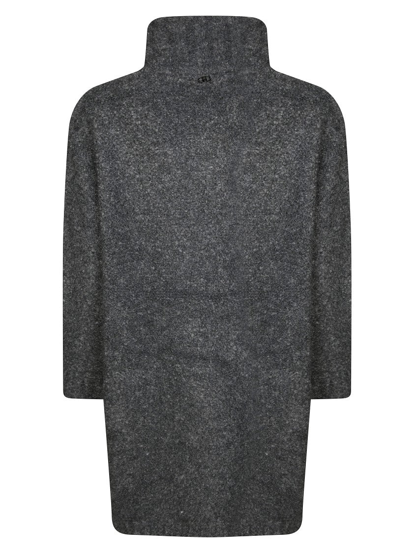 Liu Jo Textured Boucle Knit Coat With Classic Collar