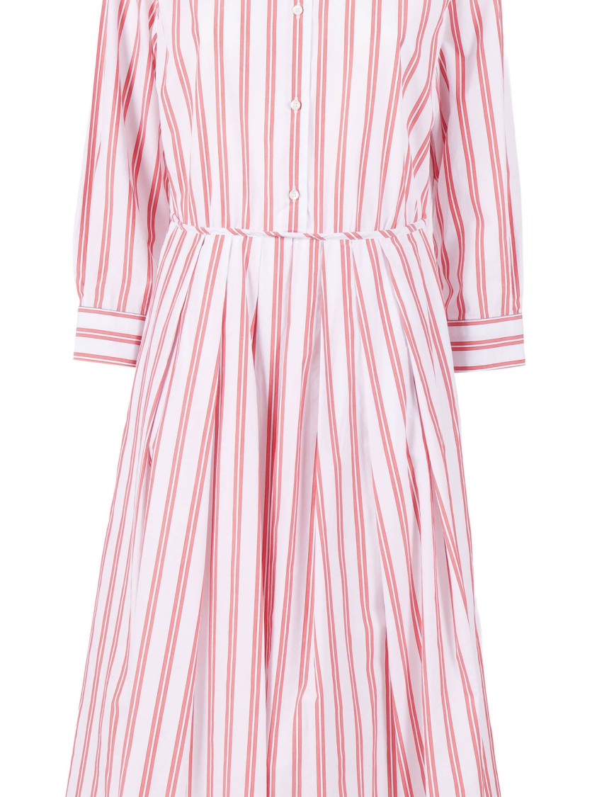 Aspesi Mandarin Collar Pleated Shirt Day Dress