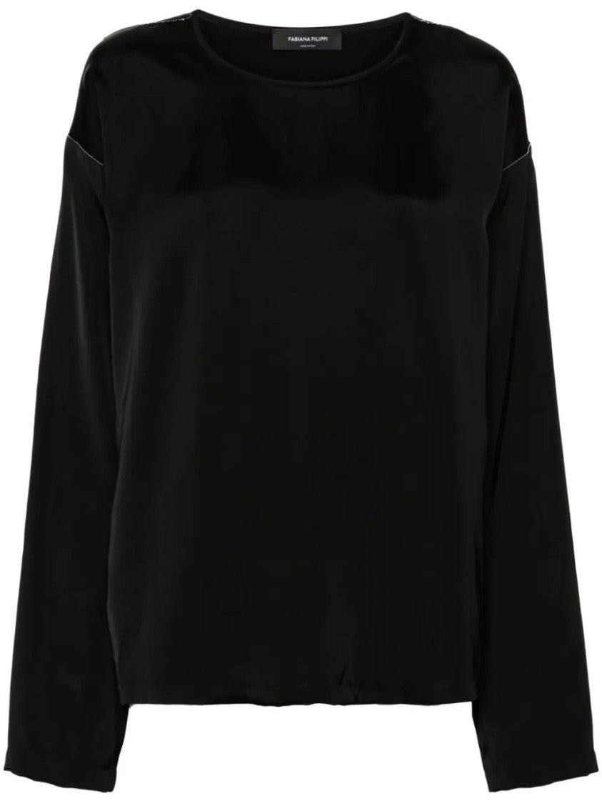 Fabiana Filippi Lustrous Relaxed Fit Black Top