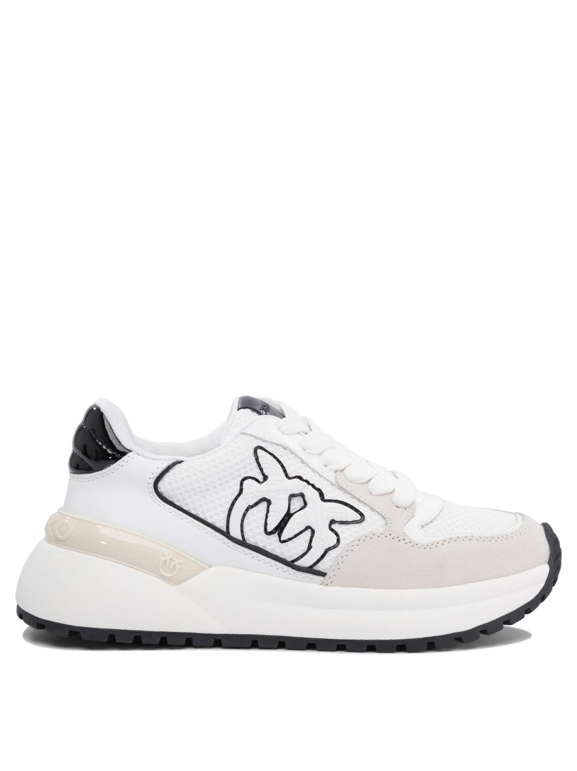 Pinko Leather And Mesh Sneakers