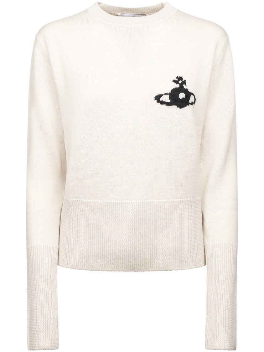 Vivienne Westwood Two-Tone Katie Emblem Knitted Wool Sweater