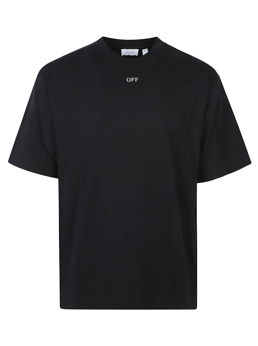 Off-White Boxy Cropped T-Shirt With Oversized Graphic Back