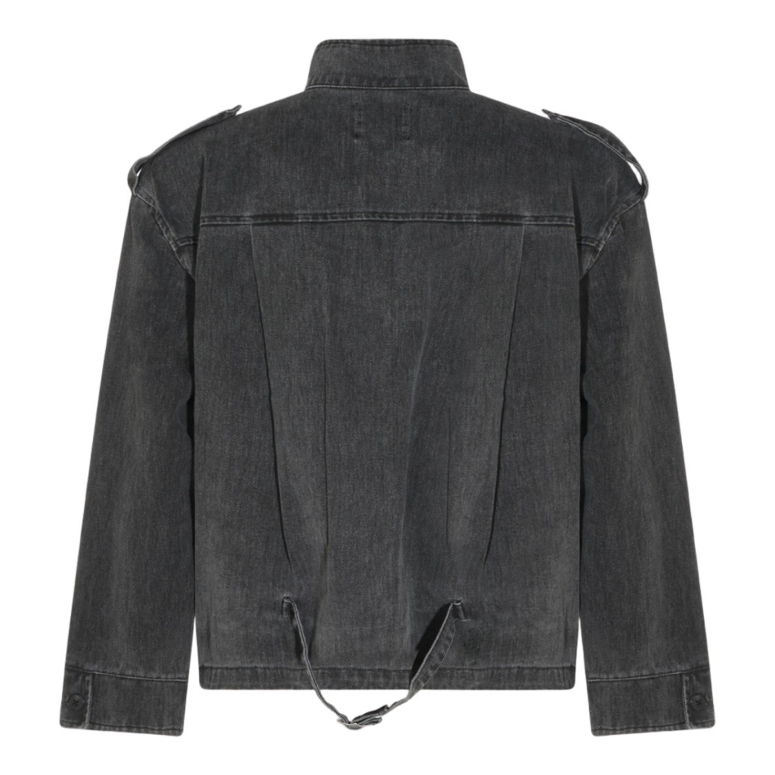 Found Boxy Washed Black Denim Jacket With Metal Toggle Closures