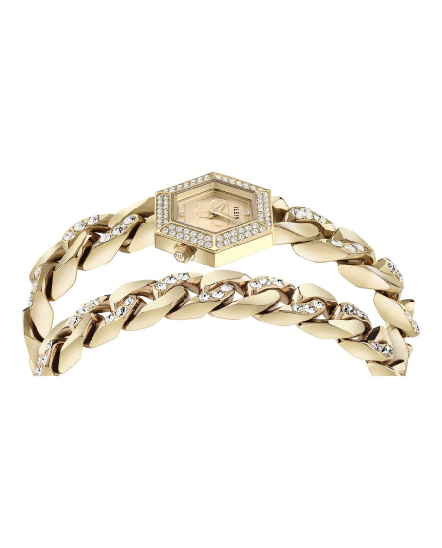 Philipp Plein Hexagonal Crystal-Accent Timepiece With Ip Yellow Gold Finish