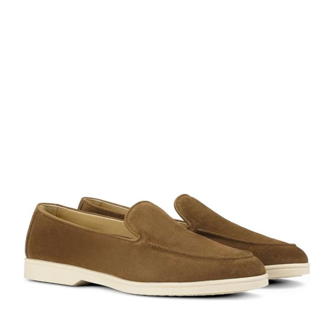 Doucal's Brown Suede-Like Texture Calf Leather Loafers