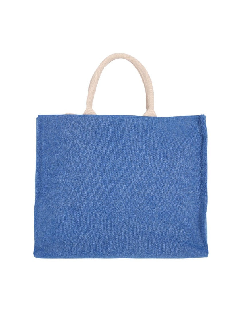 Marni Rectangular Denim Tote Bag With Design