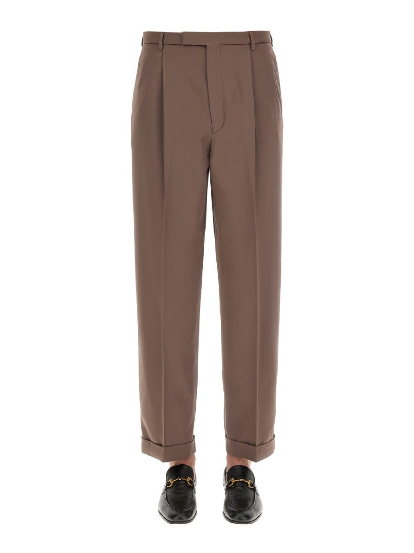 Gucci Refined Wool Trousers With Iconic Web Detail