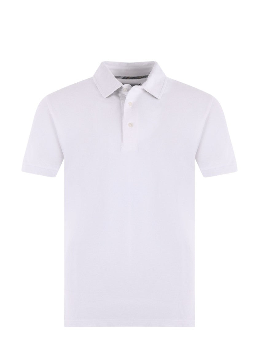 Etro Classic Fit White Ribbed Collar Polo