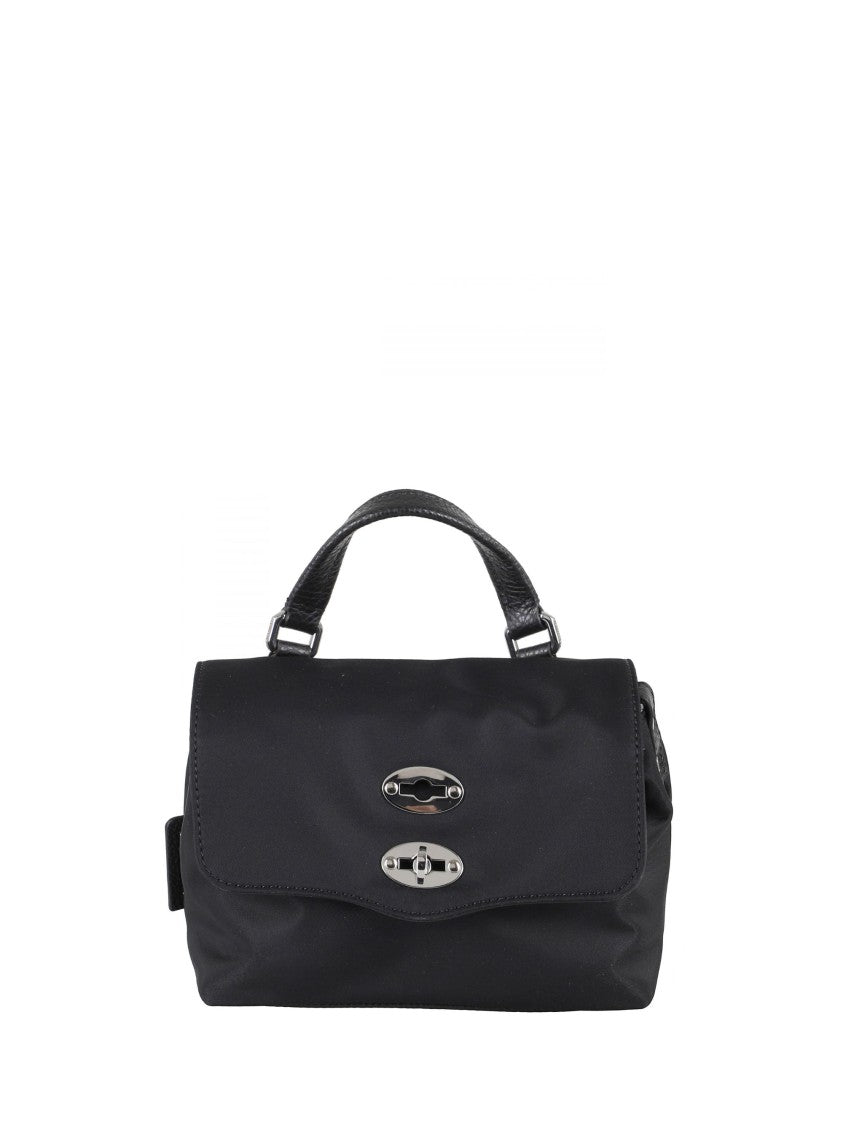 Zanellato Black Silver Turn-Lock Fabric Shoulder Bag