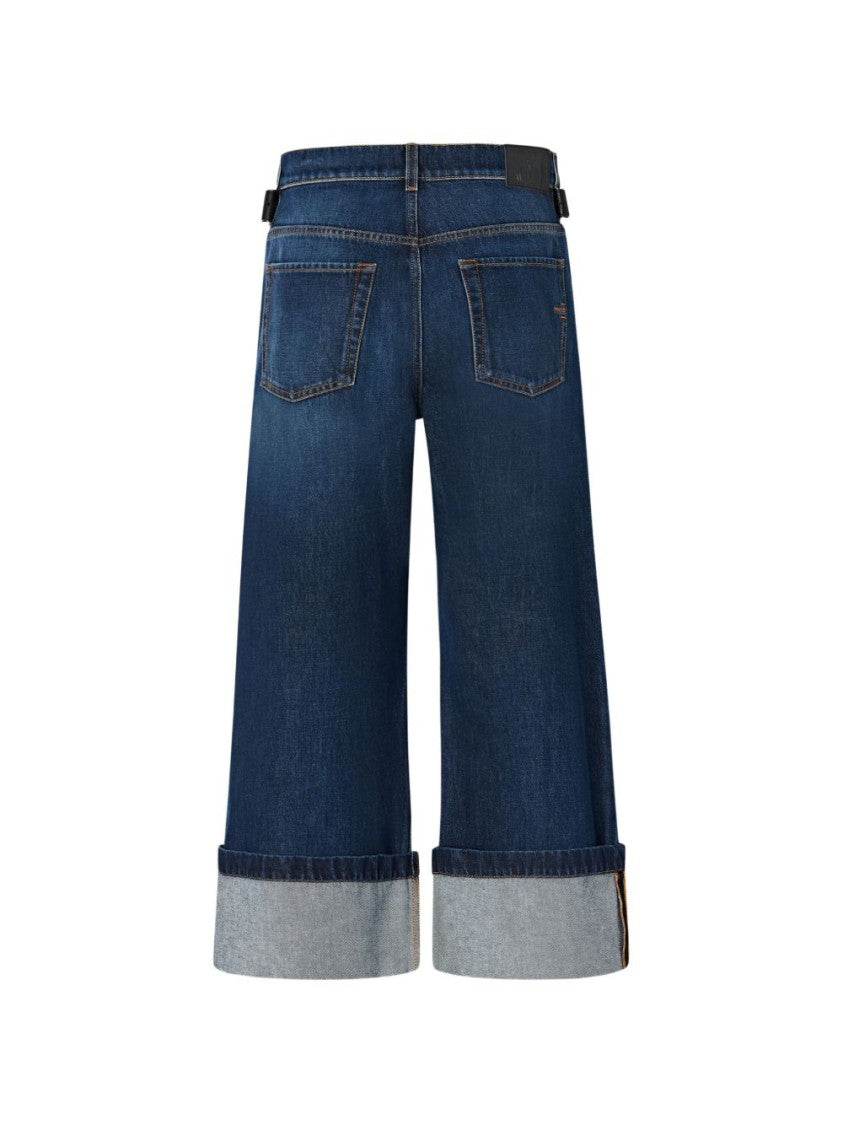 Pinko Blue Knee-Length Denim Wide-Leg Jeans