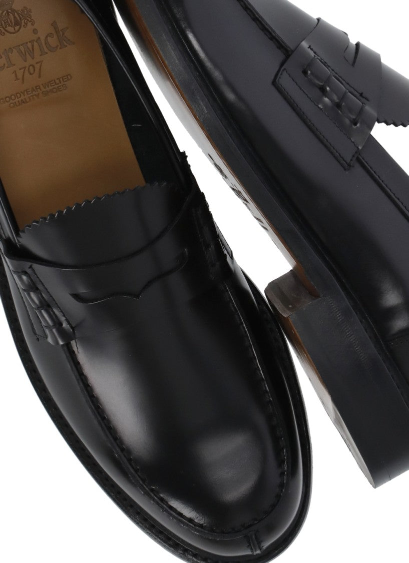 Berwick 1707 Black Polished Leather Mask Loafers