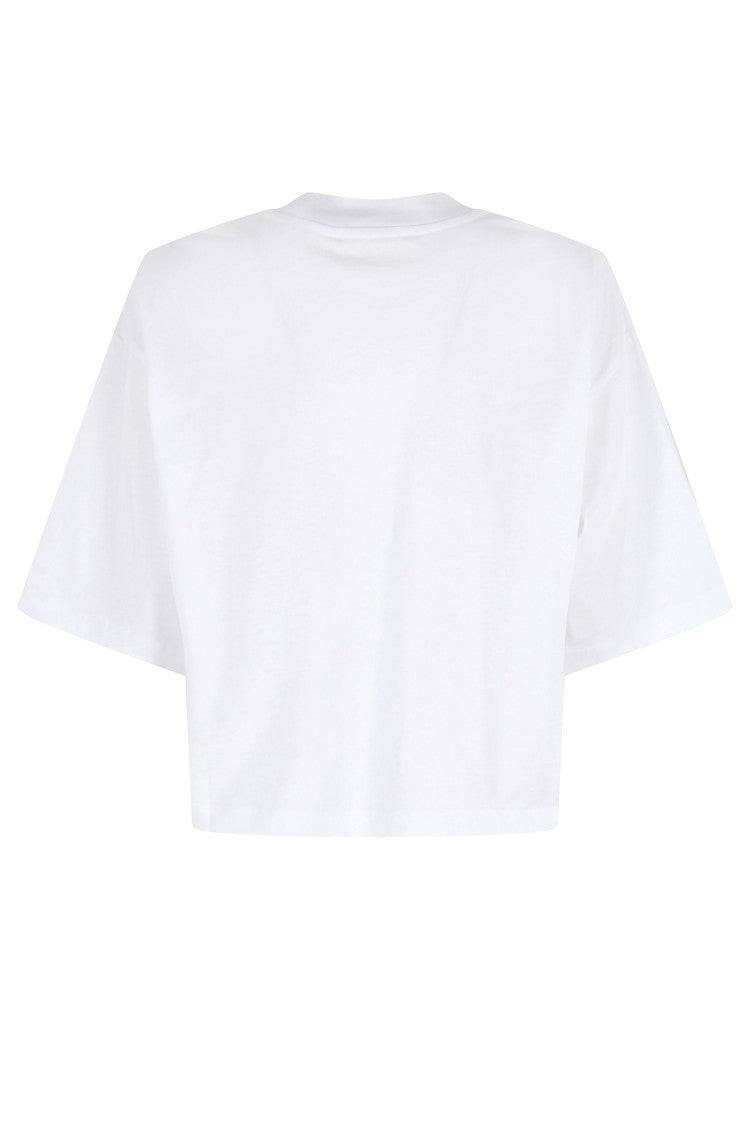 Marni Cropped White T-Shirt With Bold Front Logo