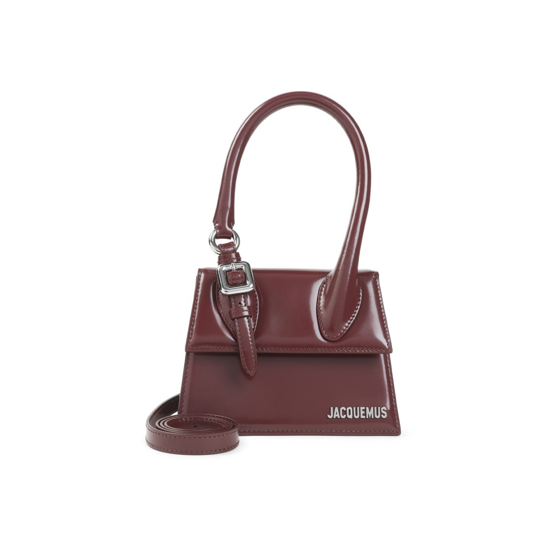 Jacquemus Burgundy Leather Le Chiquito Moyen Boucle Handbag