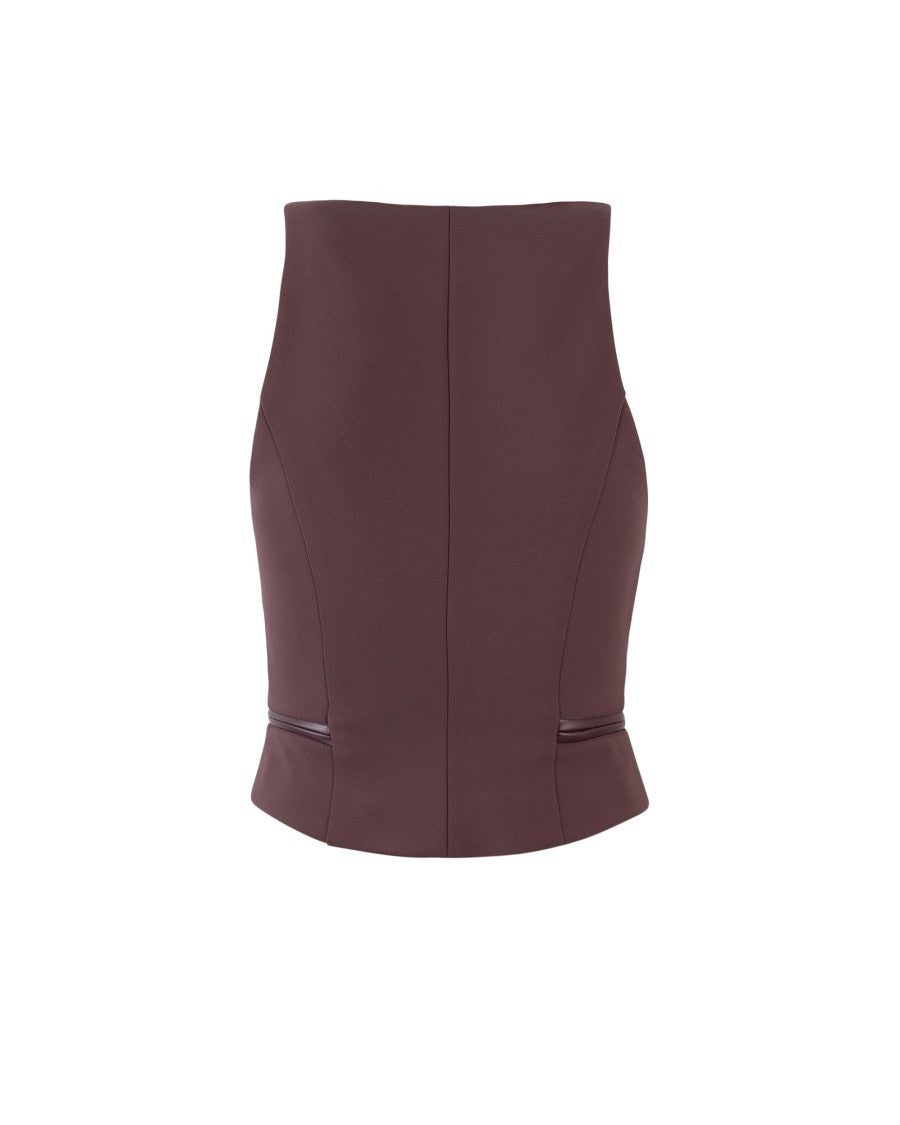 Elisabetta Franchi Double Crepe Top With Burgundy Zip Details