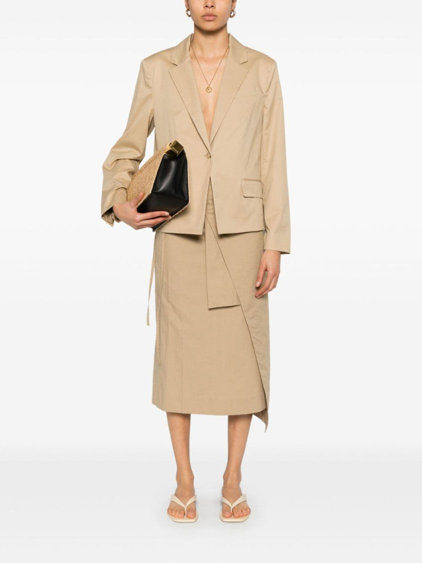 Boss Light Brown Cotton Blazer With Structured Shoulder Pads