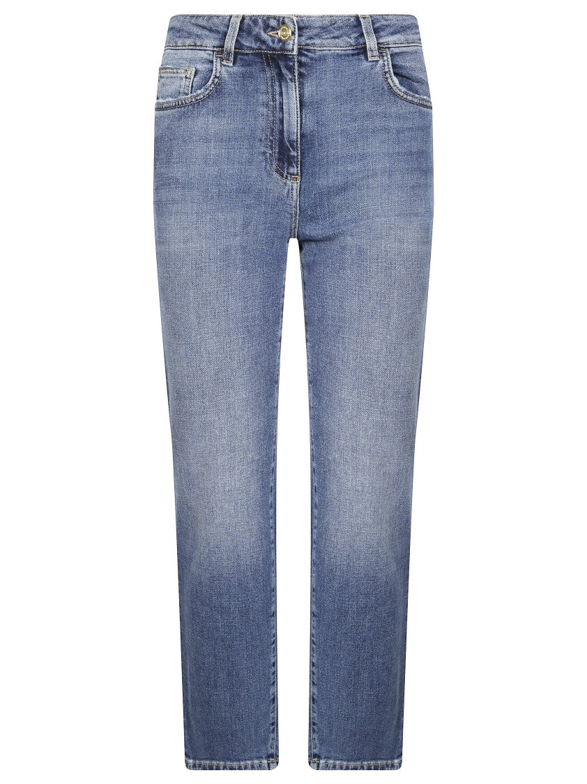 Elisabetta Franchi Mid-Rise Blue Skinny Jeans