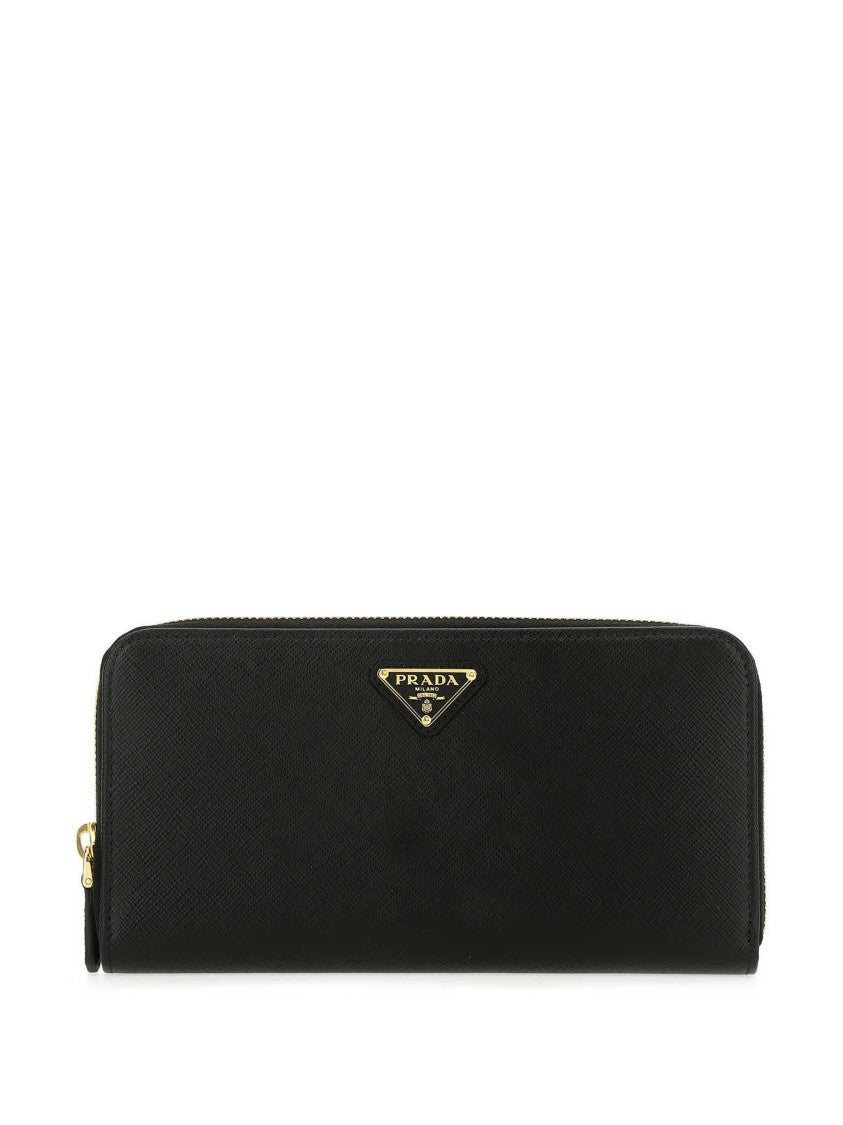 Prada Prada Saffiano Leather Zipper Wallet With Triangle Logo