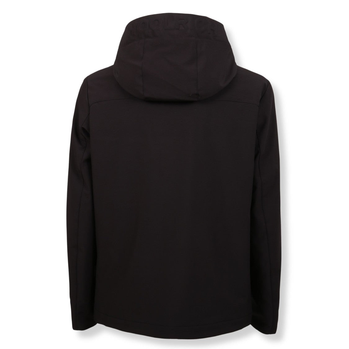 Woolrich Streamlined Black Soft-Shell Jacket With Fixed Hood