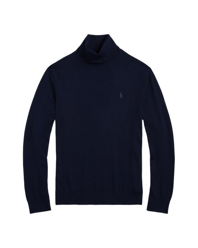 Polo Ralph Lauren Refined Turtleneck Sweater In Deep Navy Wool