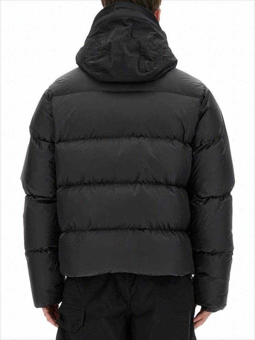 Ten C Quilted Black Down Jacket With Adjustable Hood