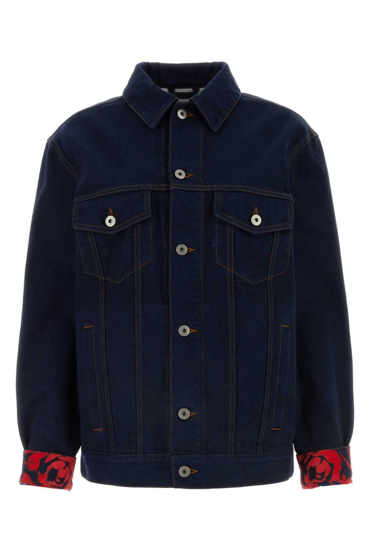 Burberry Denim Jacket With Floral-Patterned Sleeves