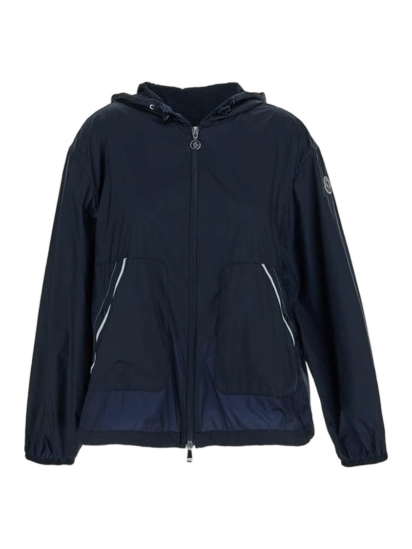 Moncler Lightweight Blue Polyamide Jacket With Hood