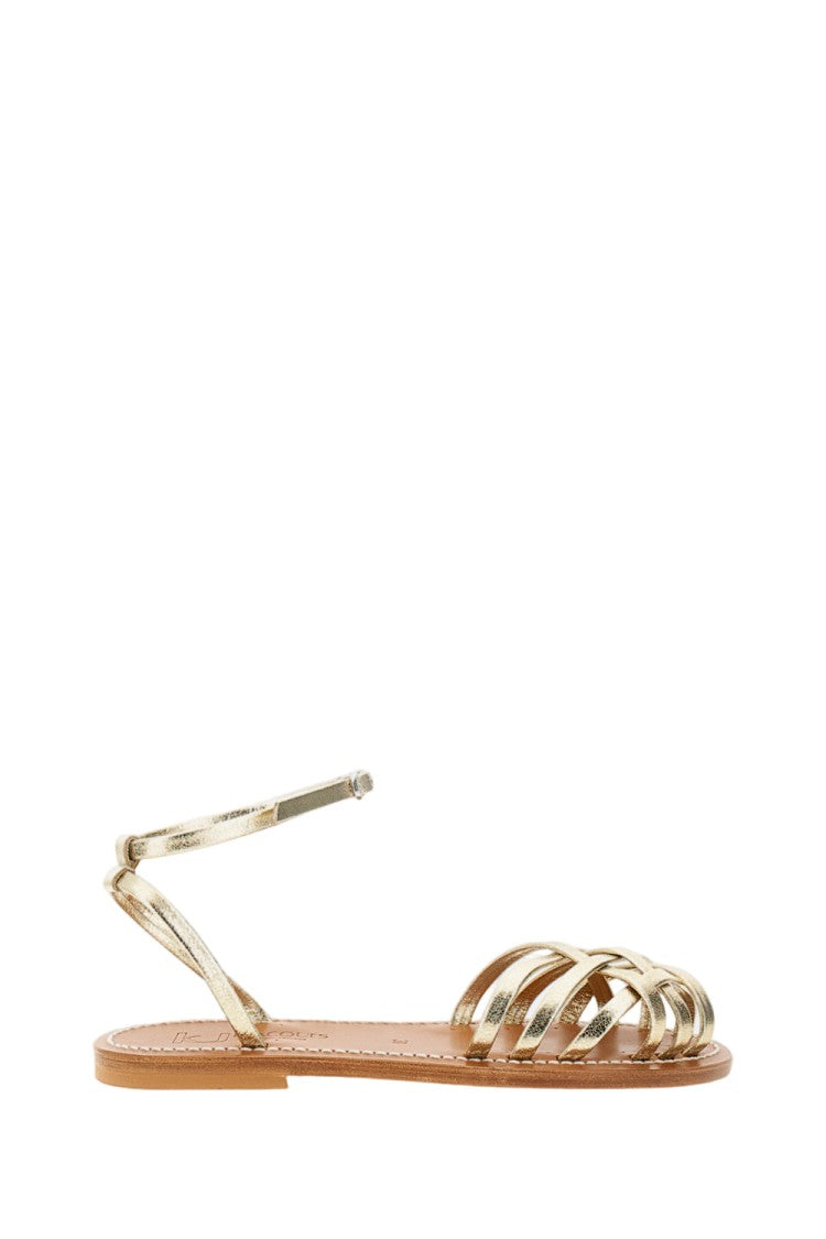 K Jacques St Tropez Gold Danaens Leather Cage Sandals
