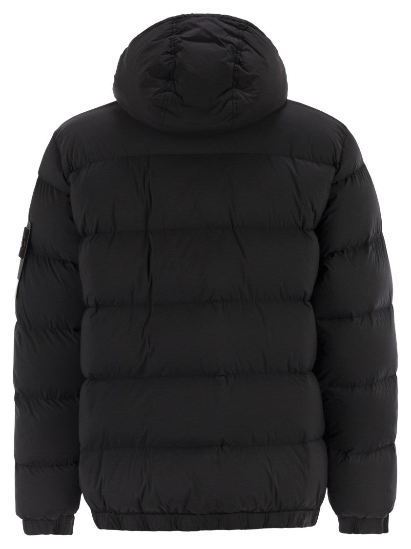 Stone Island Hooded Down Jacket With Seamless Drip-Proof Feather Channels
