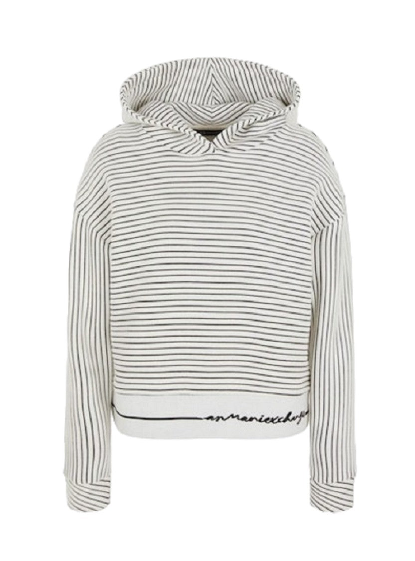 Armani Exchange Hooded Striped Sweatshirt With Signature Detail