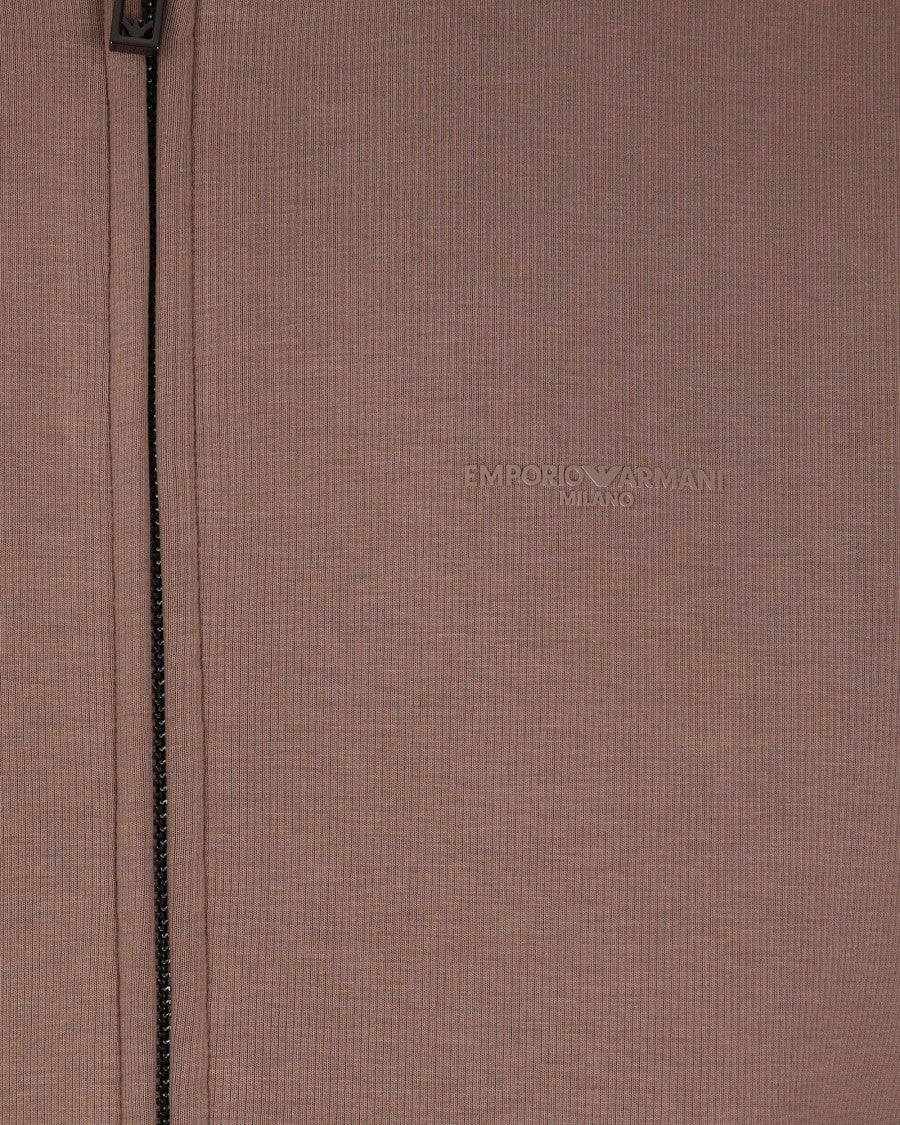 Emporio Armani Warm Chenille-Interior Jersey Hoodie With Rubberized Logo