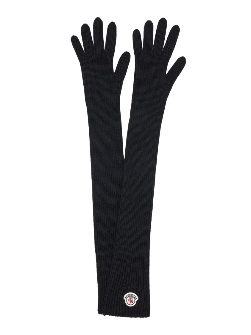 Moncler Logo Patch Virgin Wool Long Gloves