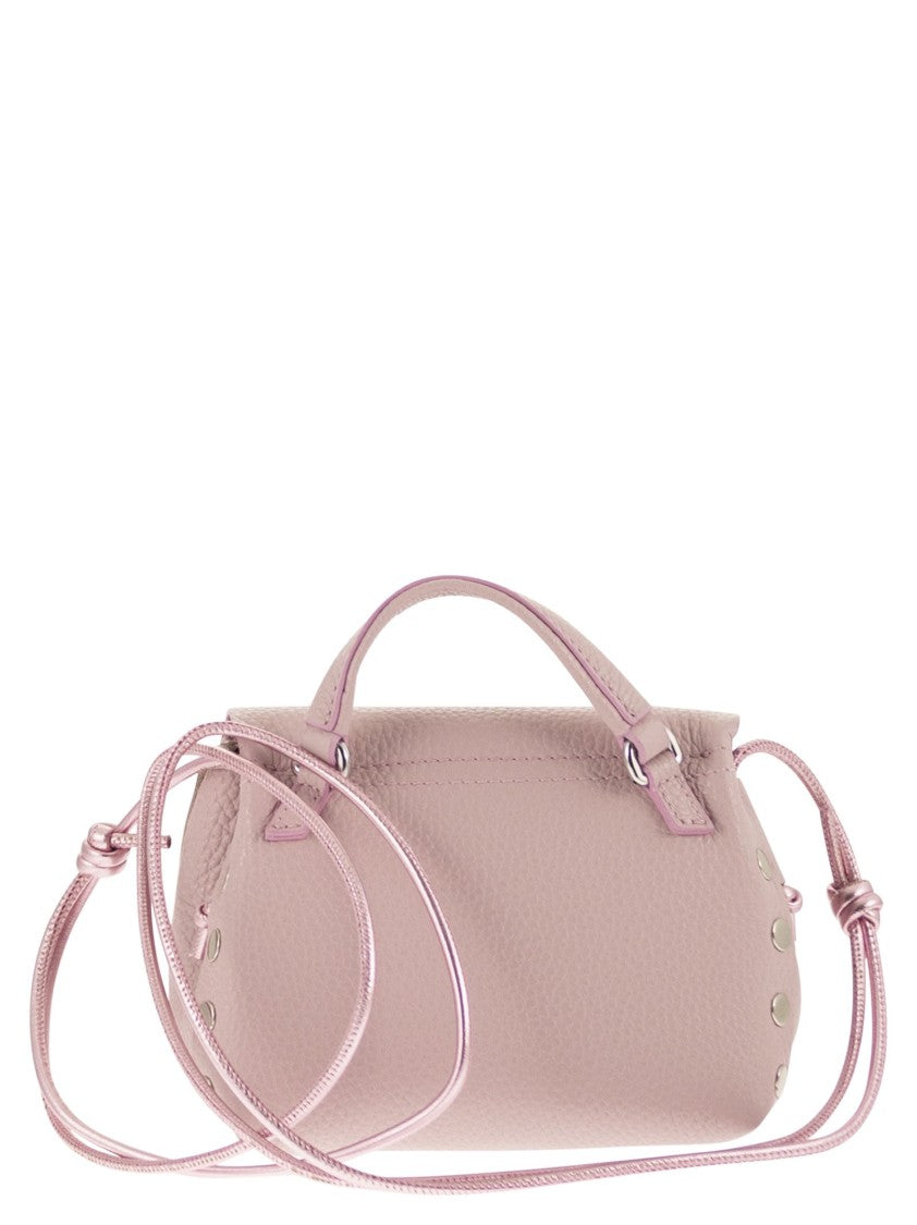 Zanellato Grained Leather Postina® Shoulder Bag With Metallic Accents