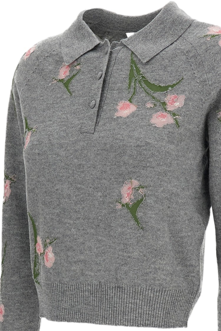 Erdem Floral Pattern Merino Wool Polo Jumper
