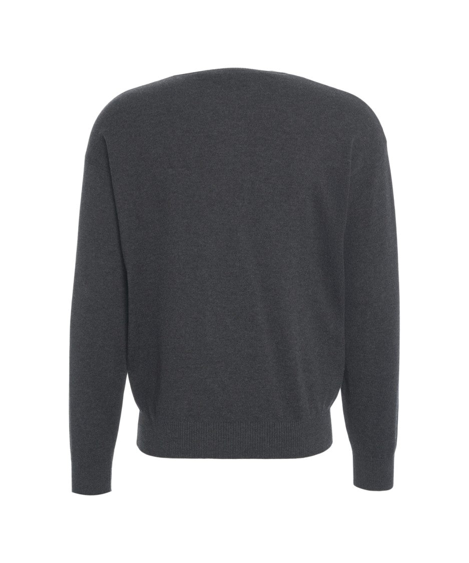 Kangra Melange Knit Sweater With Dropped Shoulders