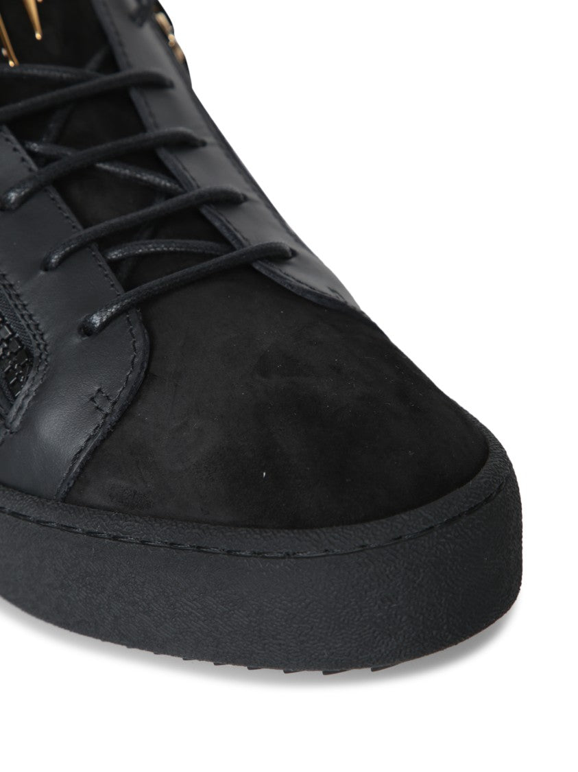 Giuseppe Zanotti Contemporary Black Sneakers With Leather And Suede Finish