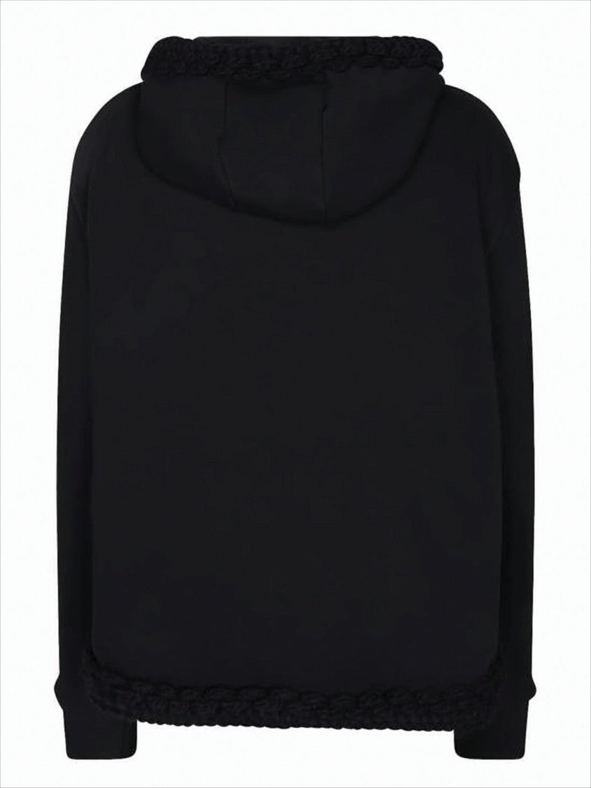 Moncler Cropped Black Hooded Sweatshirt