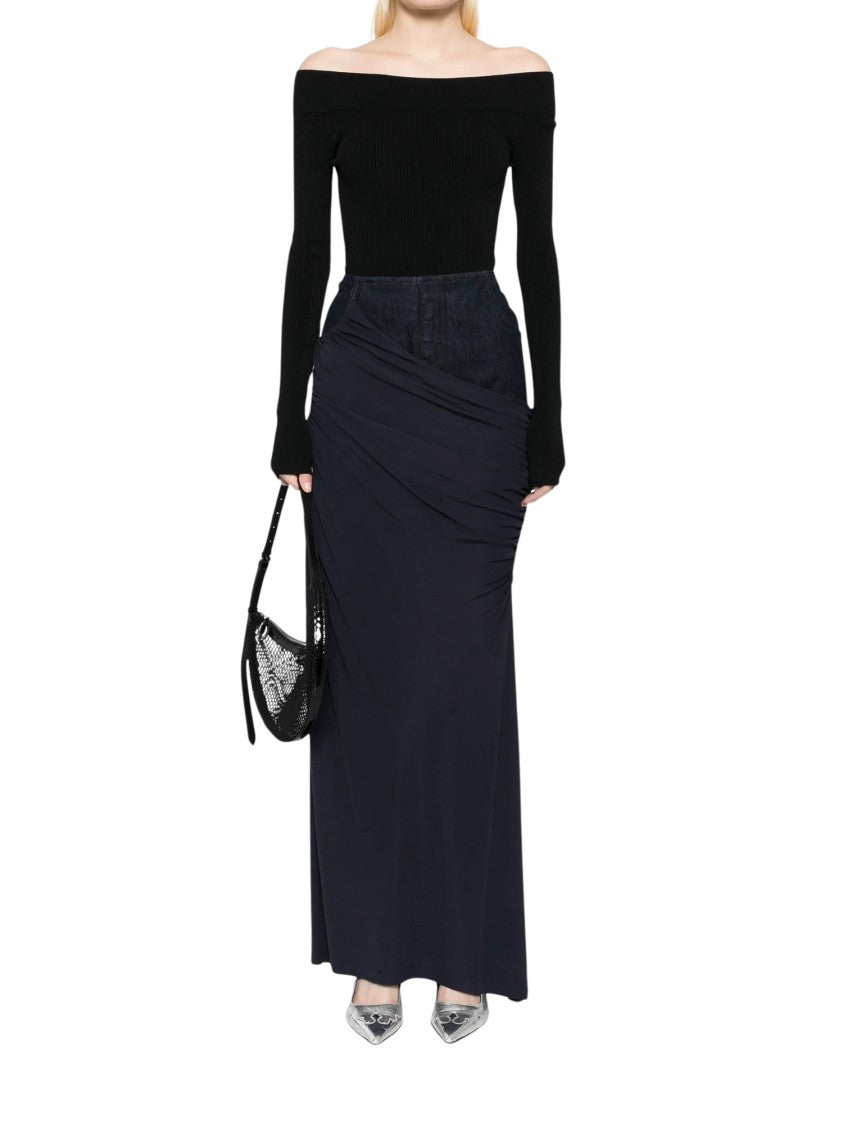 Alaïa Ribbed Texture Off-Shoulder Body Sculpting Top
