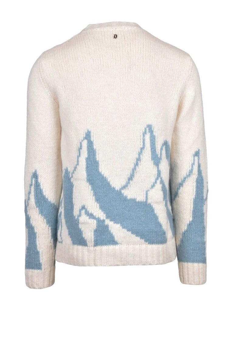 Dondup Crewneck Sweater - White/Sky Blue