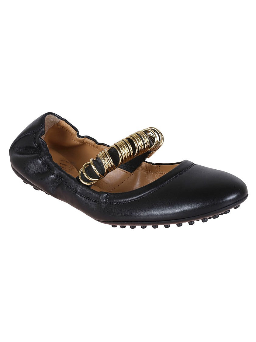 Tod's Ballet Flats With Gold Buckle Detail