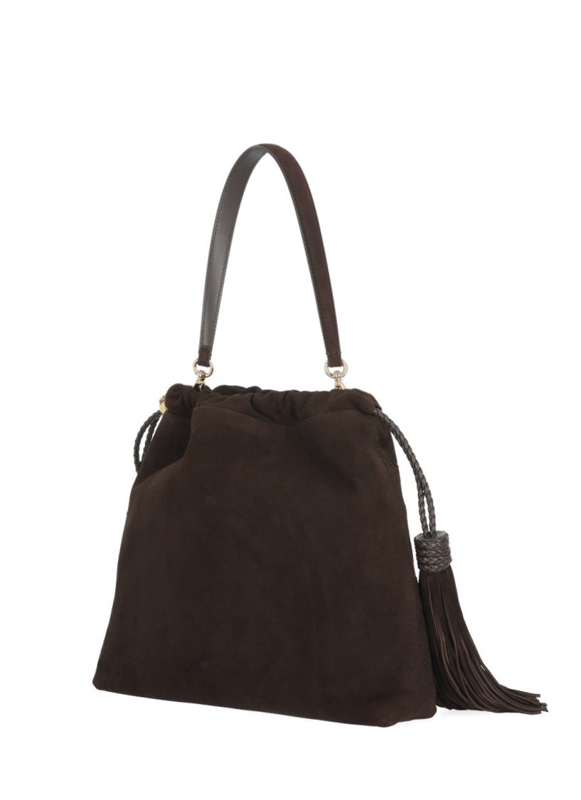 Etro Brown Kalispero Embroidered Fringe Suede Bag