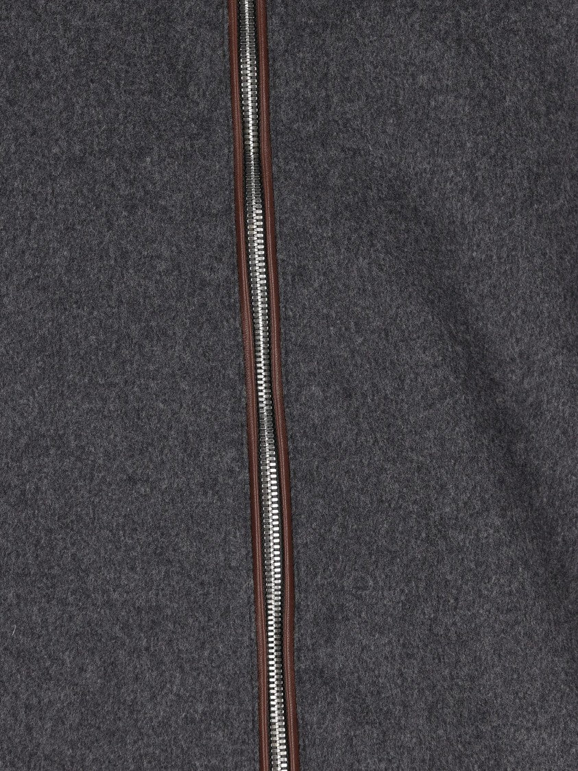 Brunello Cucinelli Dark Grey Wool Piumino Shearling Jacket
