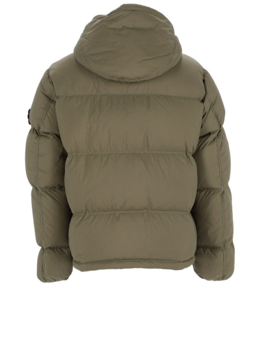 Stone Island Quilted Padded Jacket With Removable Hood And Matte Finish