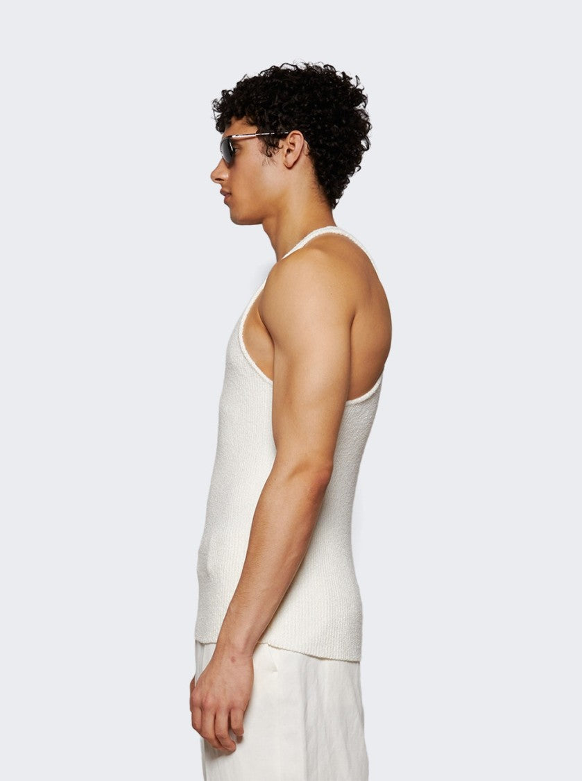 Casablanca Boucle Ribbed Vest Top White