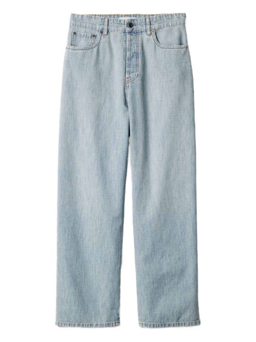 Miu Miu Blue High-Rise Chambray Stonewashed Jeans