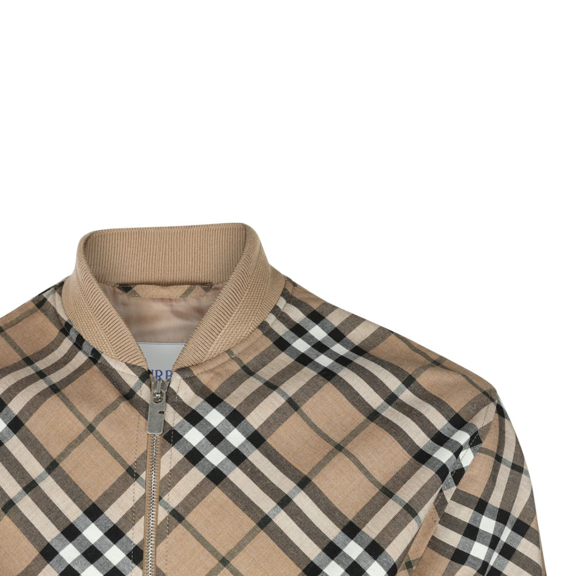 Burberry Classic Check Zip-Up Sweater With Ribbed Detailing